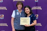 Lemoore High School's Hanna Villegas, a scholarship recipient with Mary Anne Ford Sherman.
